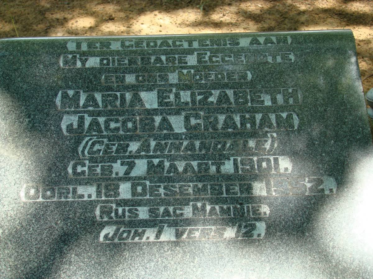 GRAHAM Maria Elizabeth Jacoba nee ANNANDALE 1901-1952