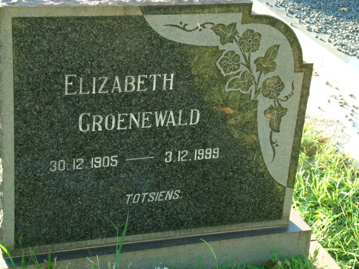 GROENEWALD Elizabeth 1905-1999
