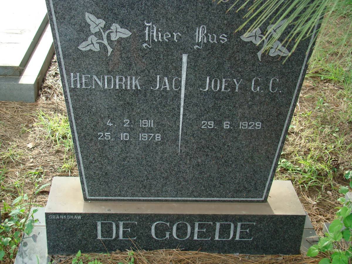GOEDE Hendrik Jac, De 1911-1978 &amp; Joey G. 1929-
