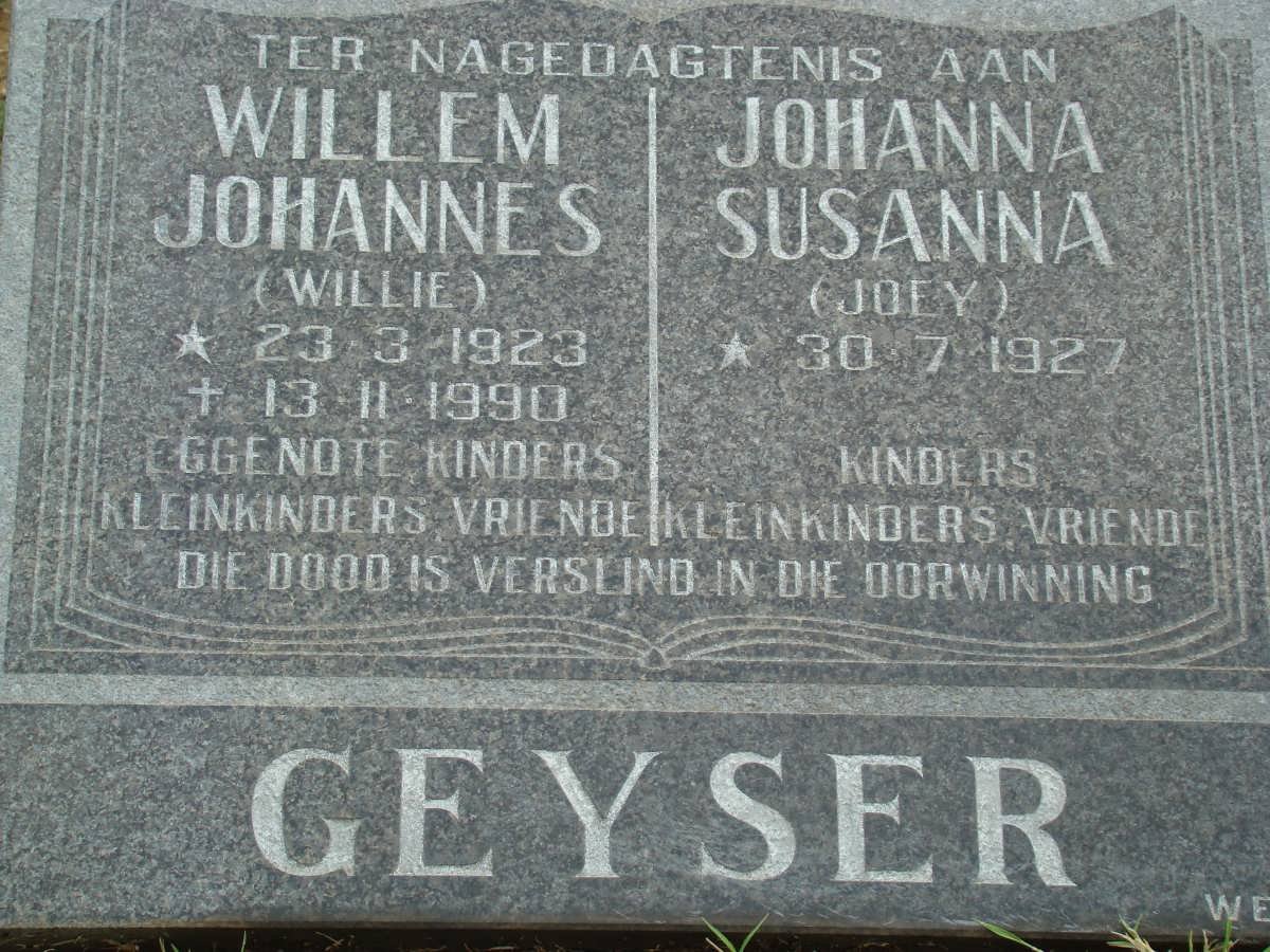GEYSER William Johannes 1923-1990 &amp; Johanna Susanna 1927-