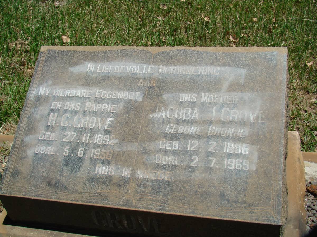 GROVE H.G. 1892-1956 &amp; Jacoba CRONJE 1896-1969