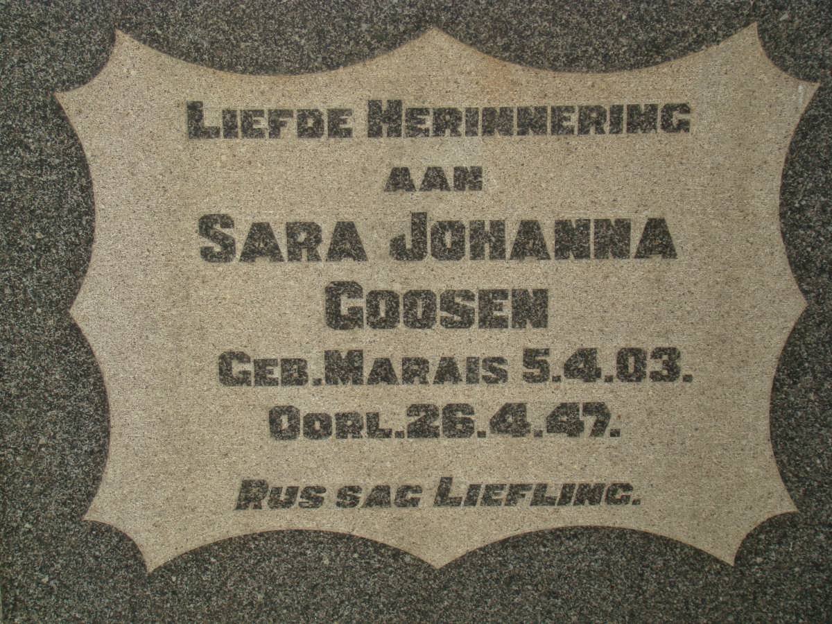 GOOSEN Sara Johanna 1903-1947