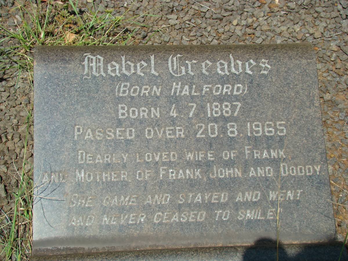GREAVES Mabel nee HALFORD -1965