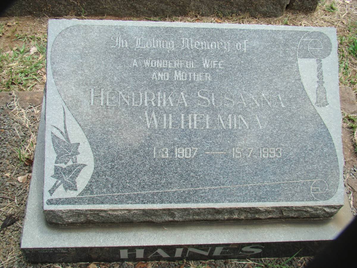 HAINES Hendrika Susanna Wilhelmina 1907-1993