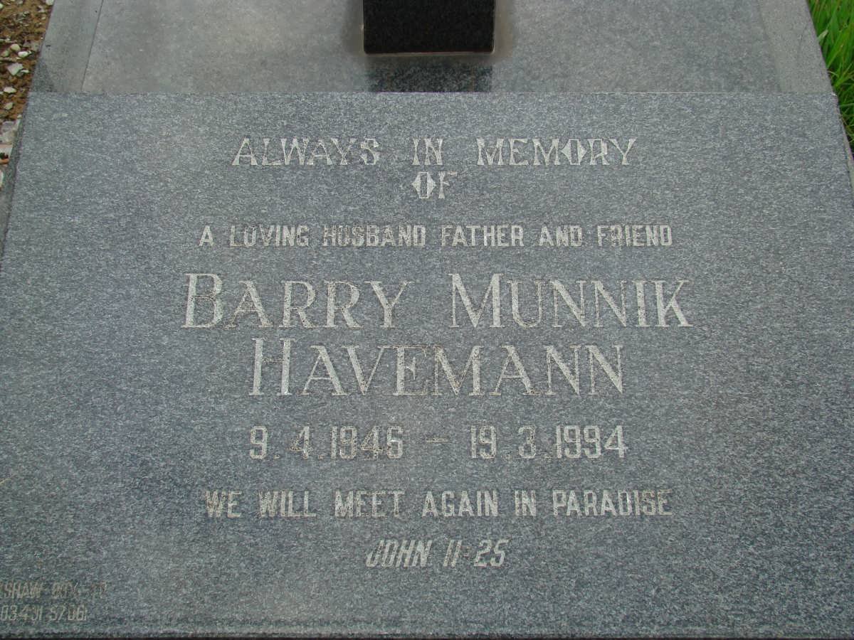 HAVEMANN Barry Munnik 1946-1994