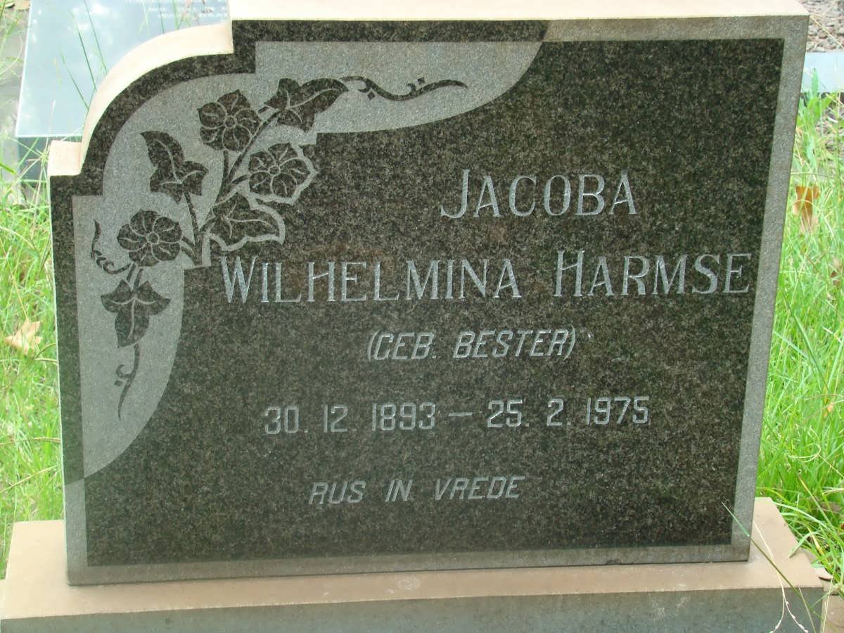 HARMSE Jacoba Wilhelmina nee BESTER 1893-1975