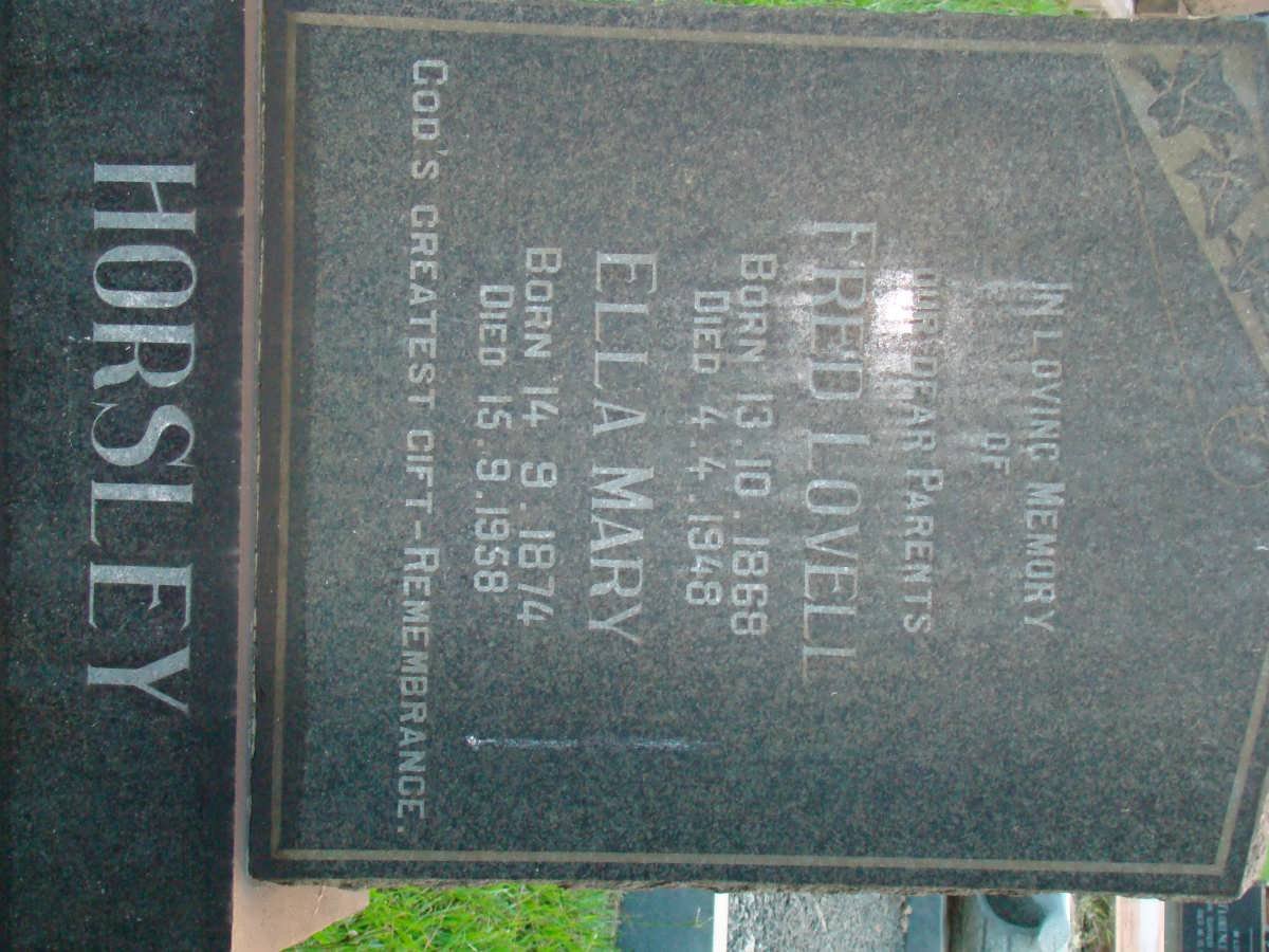 HORSLEY Fred Lovell 1868-1948 &amp; Ella Mary 1874-1958