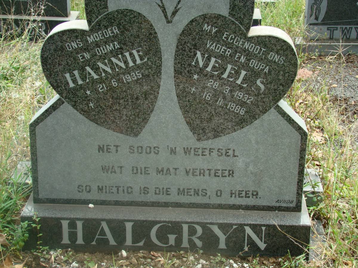 HALGRYN Neels 1932-1986 &amp; Hannie 1935-