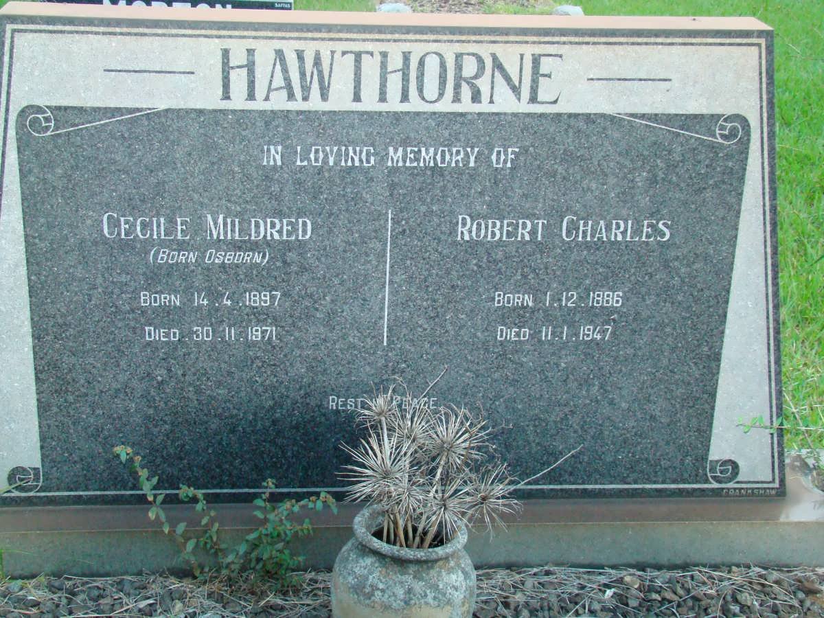 HAWTHORNE Robert Charles 1886-1947 &amp; Cecile Mildred OSBORN 1897-1971