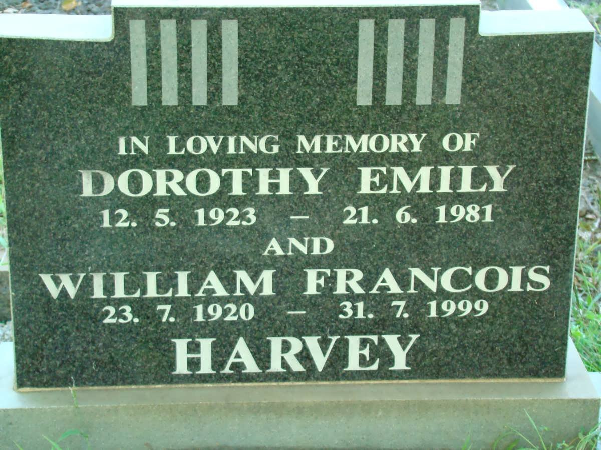 HARVEY William Francois 1920-1999 &amp; Dorothy Emily 1923-1981
