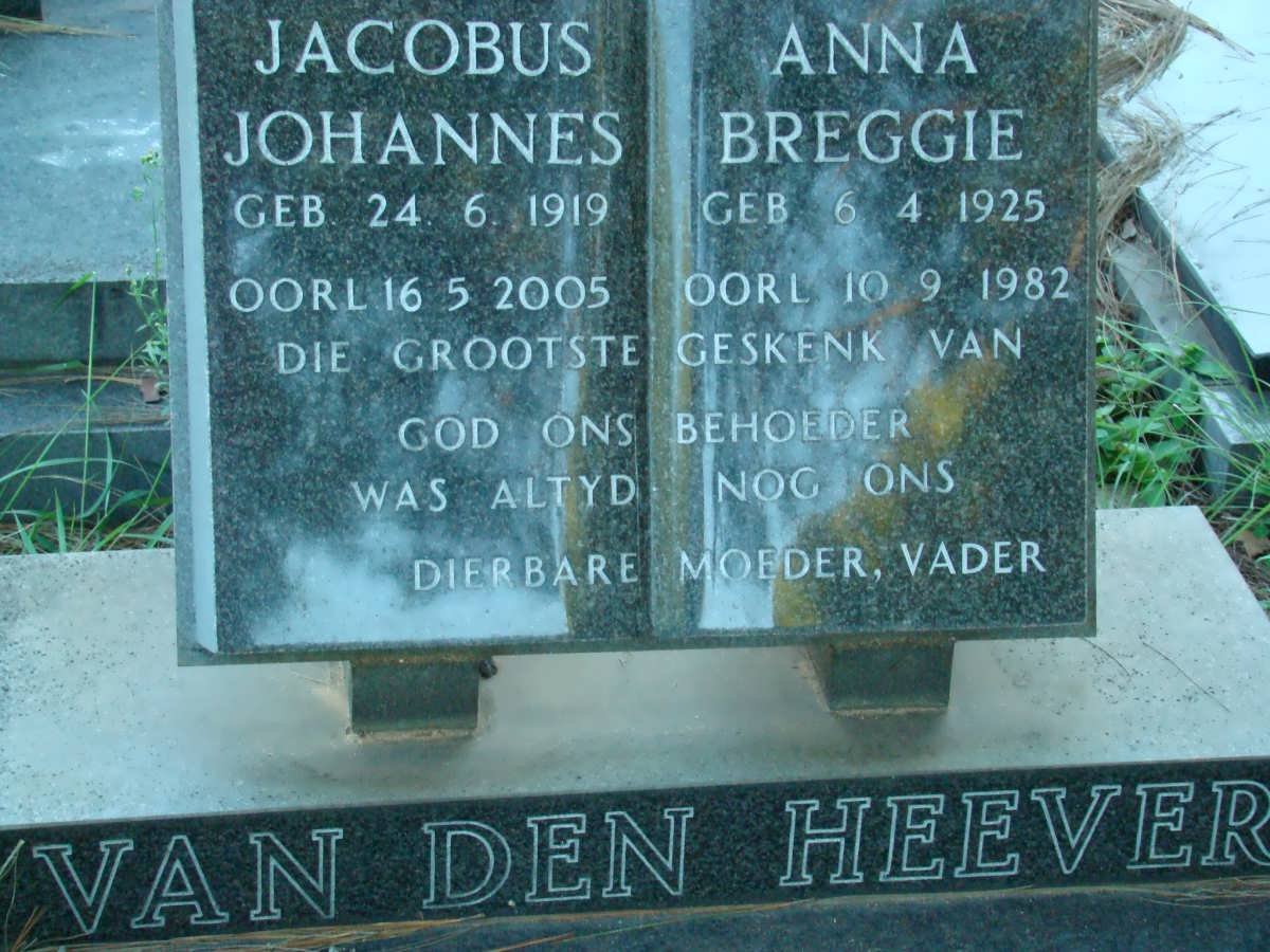HEEVER Jacobus Johannes, van den 1919-2005 &amp; Anna Breggie 1925-1982