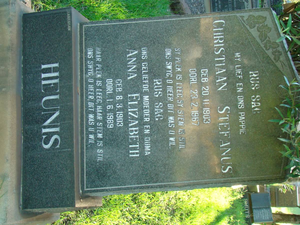 HEUNIS Christiaan Stefanus 1903-1967 &amp; Anna Elizabeth 1903-1989