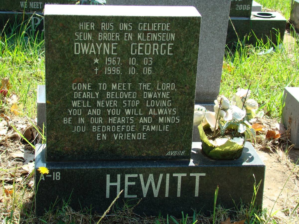 HEWITT Dwayne George 1967-1996