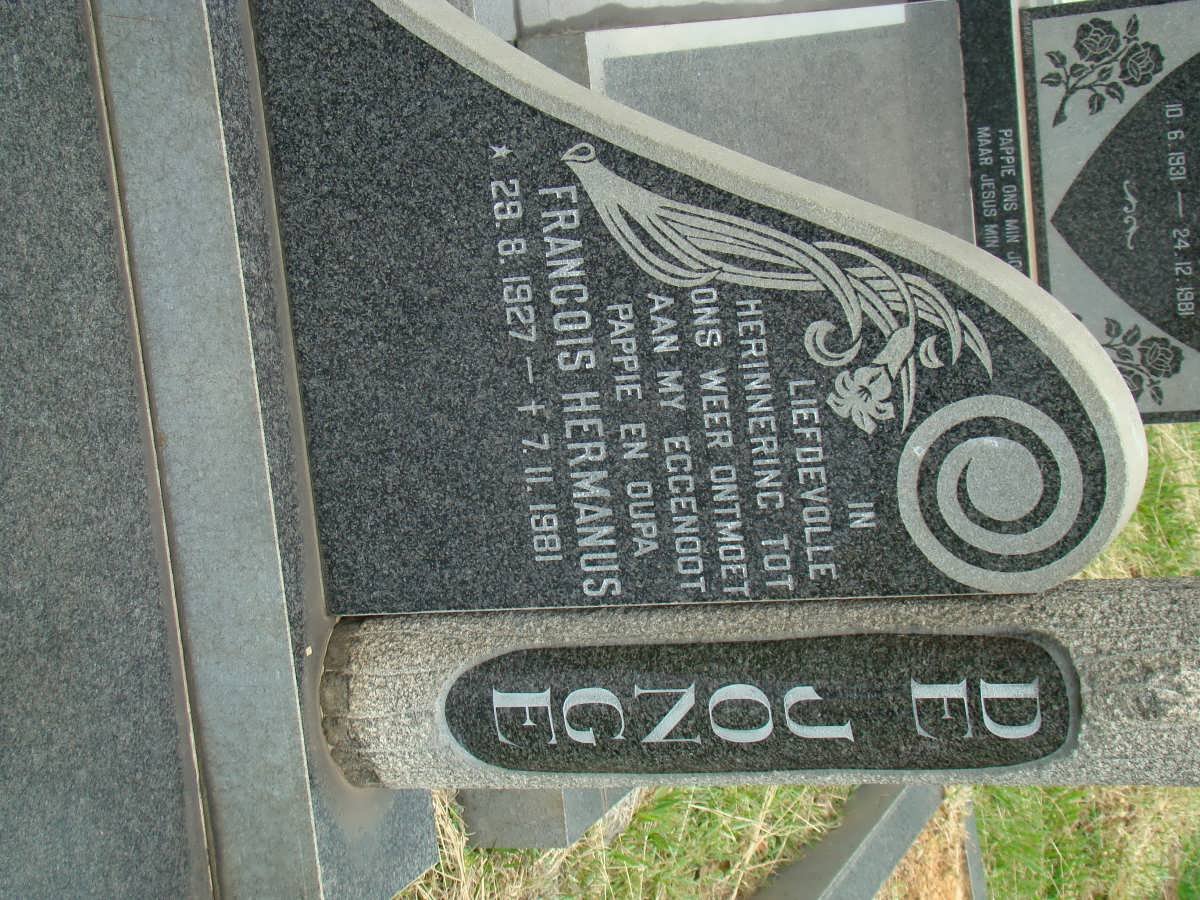 JONGE Francois Hermanus, de 1927-1981