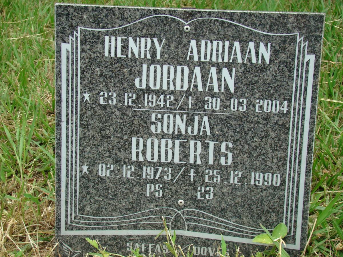 JORDAAN Henry Adriaan 1942-2004 :: ROBERTS Sonja 1973-1990