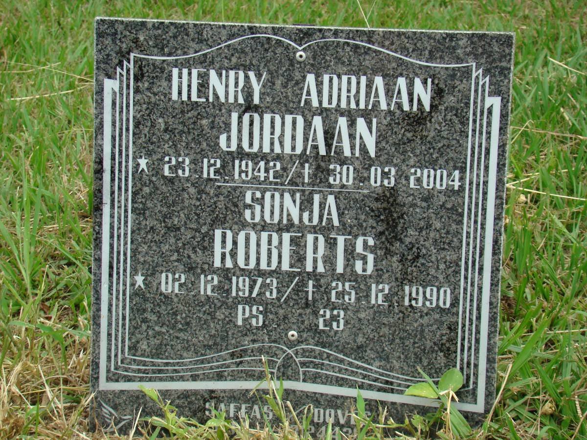 JORDAAN Henry Adriaan 1942-2004 :: ROBERTS Sonja 1973-1990