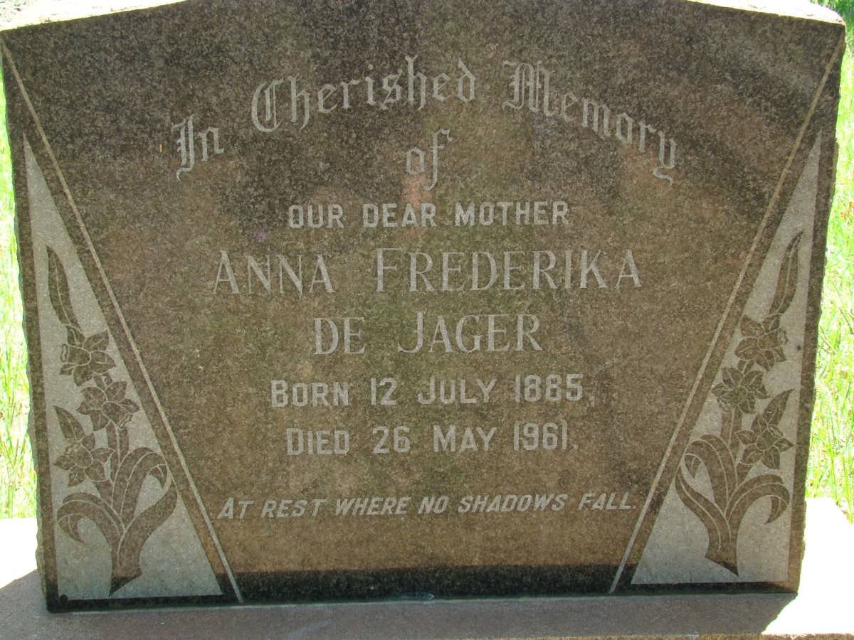 JAGER Anna Frederika, de 1885-1961