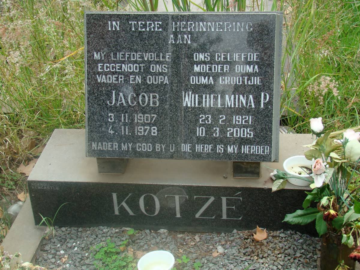 KOTZÉ Jacob 1907-1978 &amp; Wilhelmina P. 1921-2005