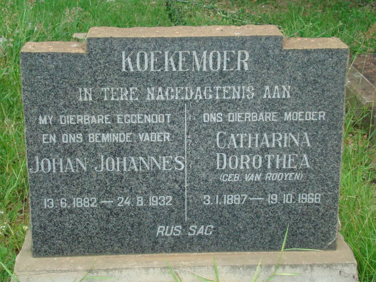 KOEKEMOER John Johannes 1882-1932 &amp; Catharina Dorothea VAN ROOYEN 1887-1966