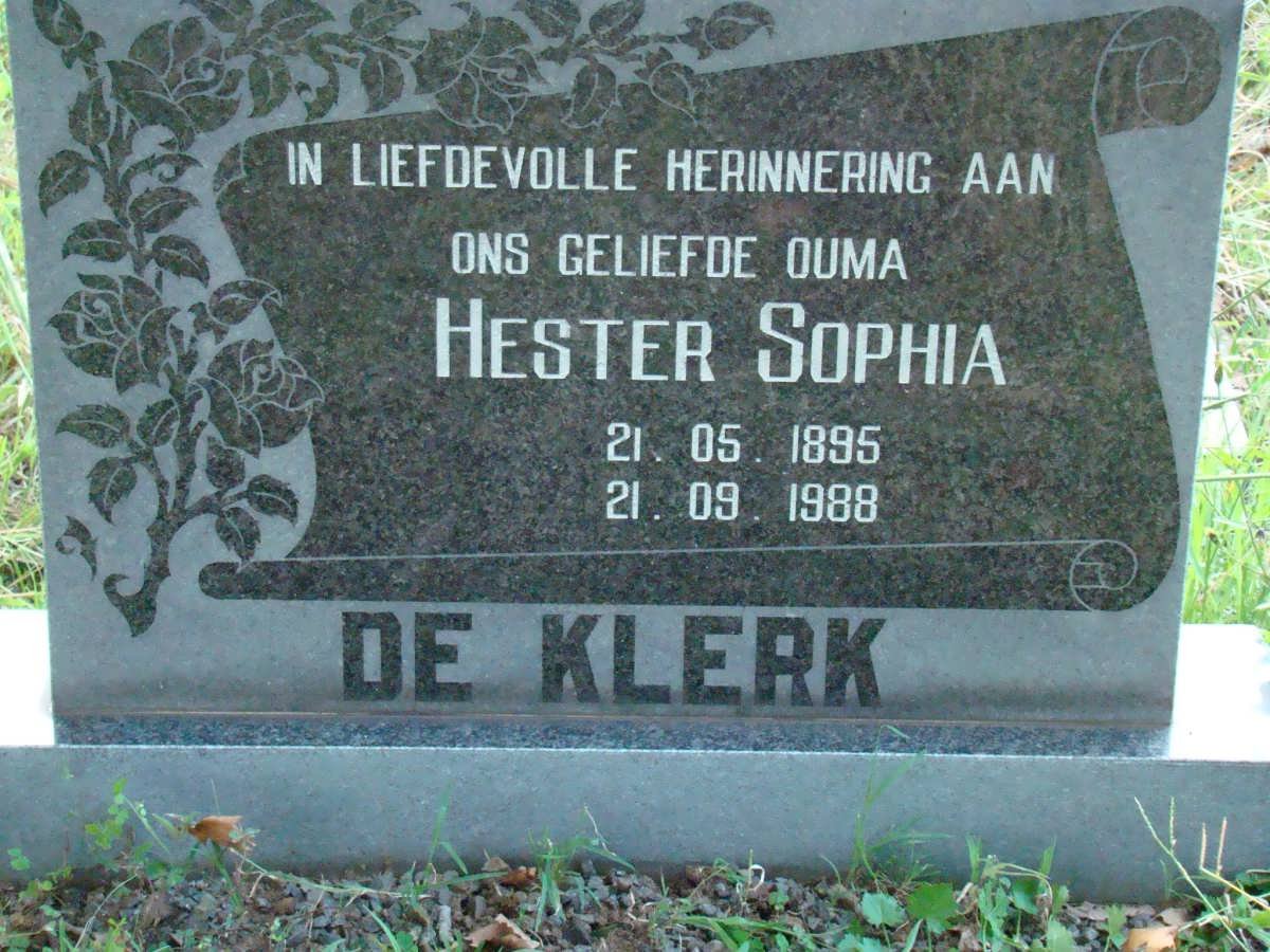 KLERK Hester Sophia, de 1895-1988