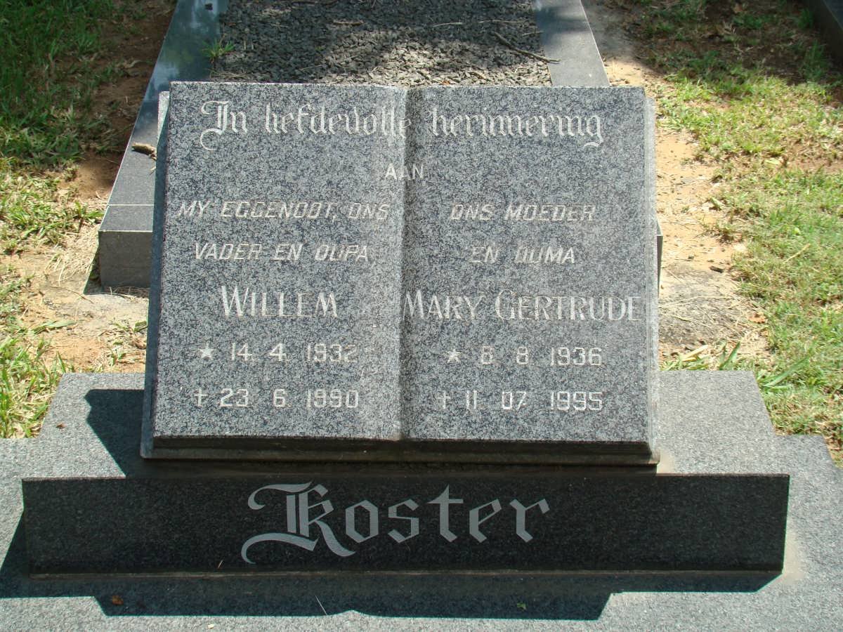 KOSTER Willem 1932-1990 &amp; Mary Gertrude 1936-1995