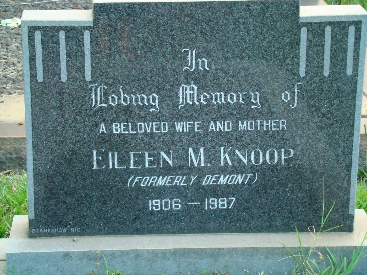 KNOOP Eileen M. nee DEMONT 1906-1987