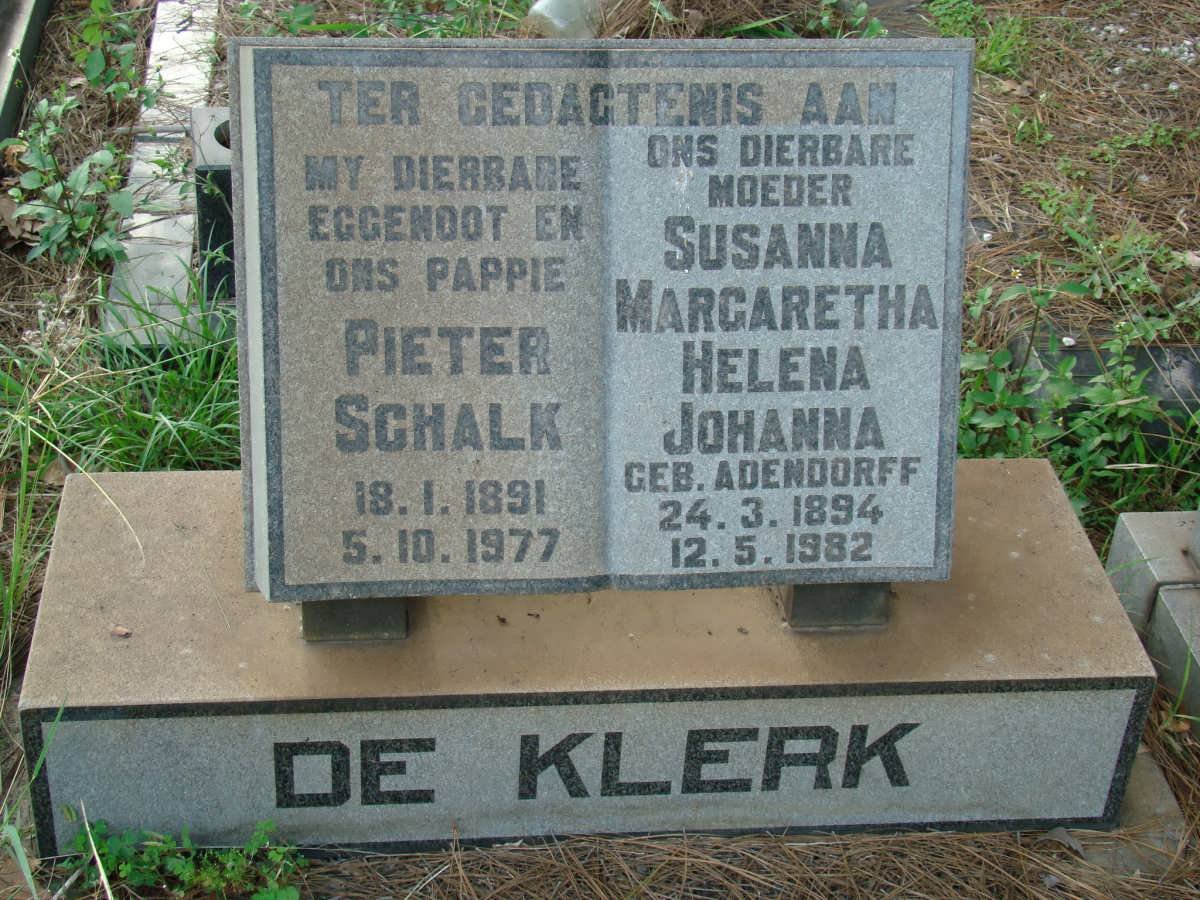 KLERK Pieter Schalk, de 1891-1977 &amp; Susanna Margaretha Helena Johanna ADENDORFF 1894-1982