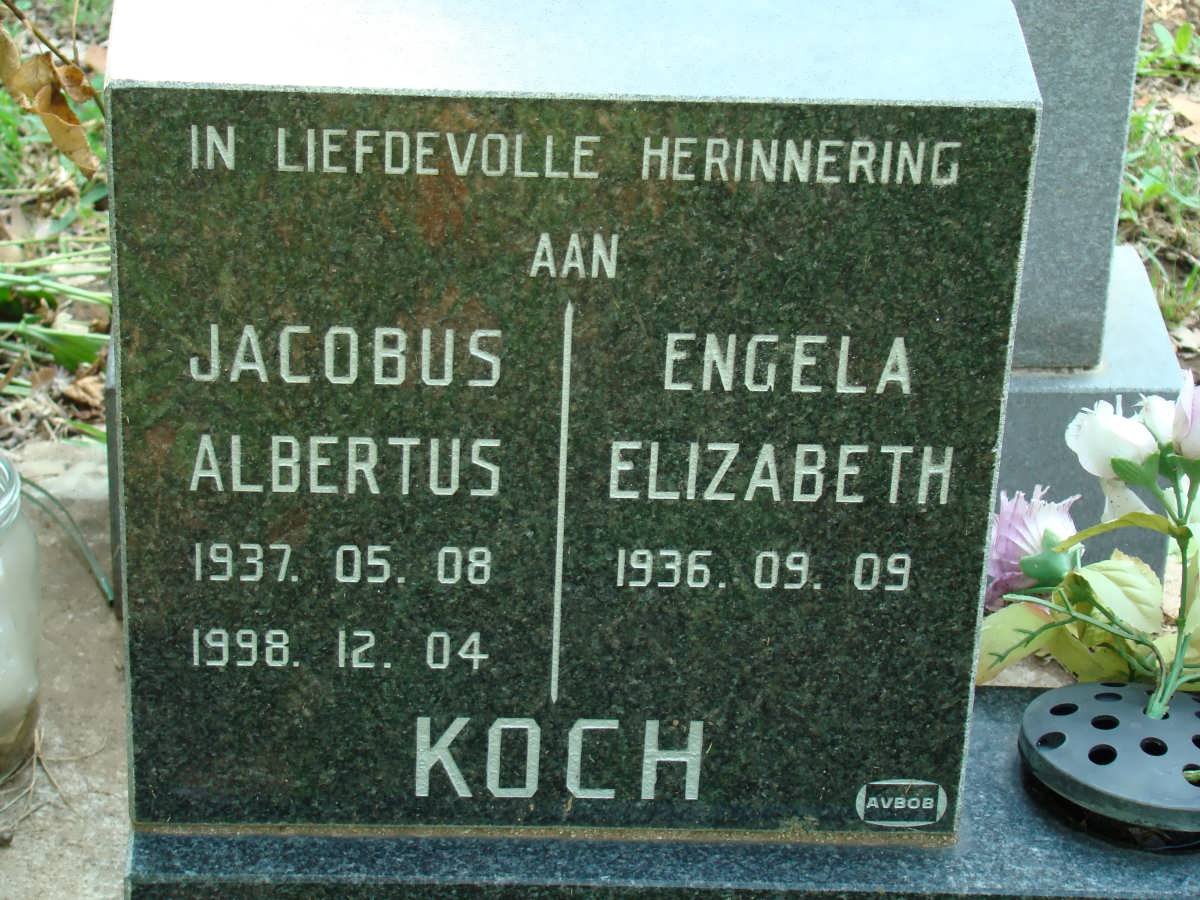 KOCH Jacobus Albertus 1937-1998 &amp; Engela Elizabeth 1936-