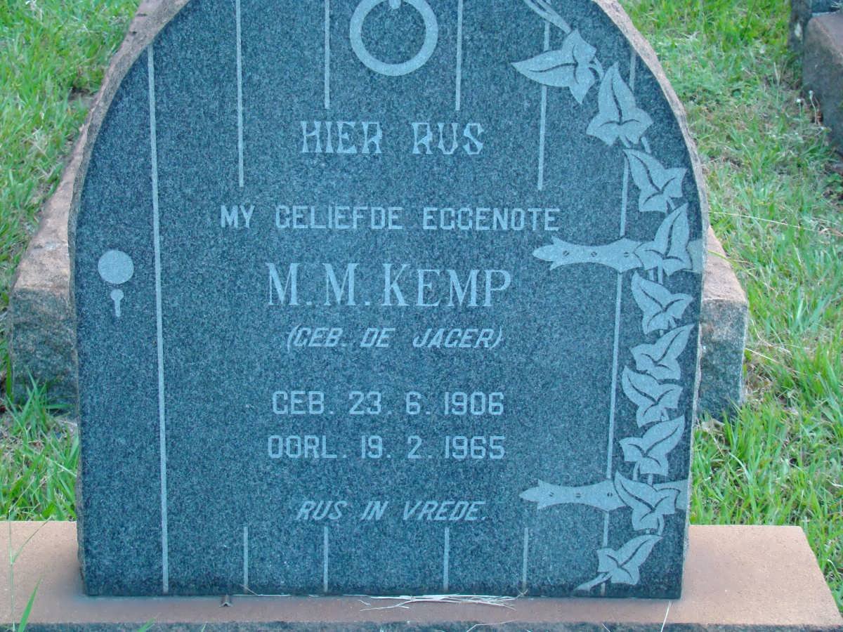 KEMP M.M. nee DE JAGER 1906-1965