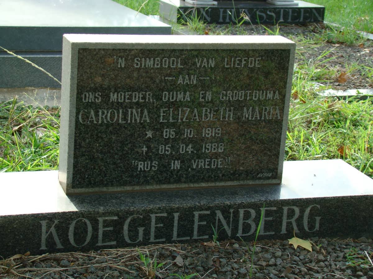 KOEGELENBERG Carolina Elizabeth Maria 1919-1988