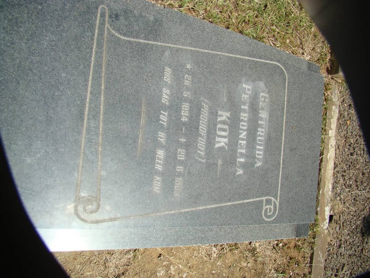 KOK Gertruida Petronella nee PROUDFOOT 1894-19??