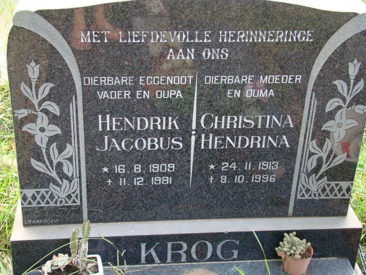 KROG Hendrik Jacobus 1909-1981 &amp; Christina Hendrina 1913-1996