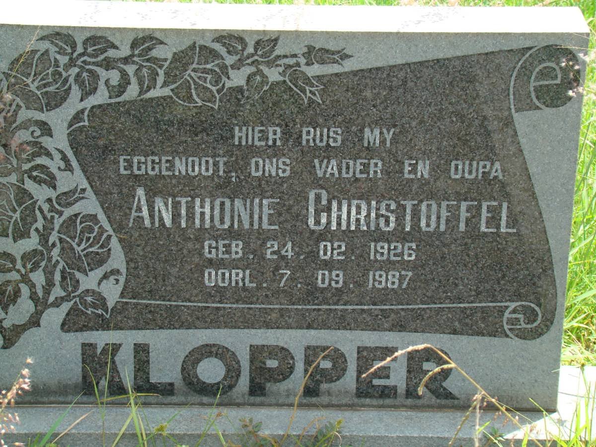 KLOPPER Anthonie Christoffel 1926-1987