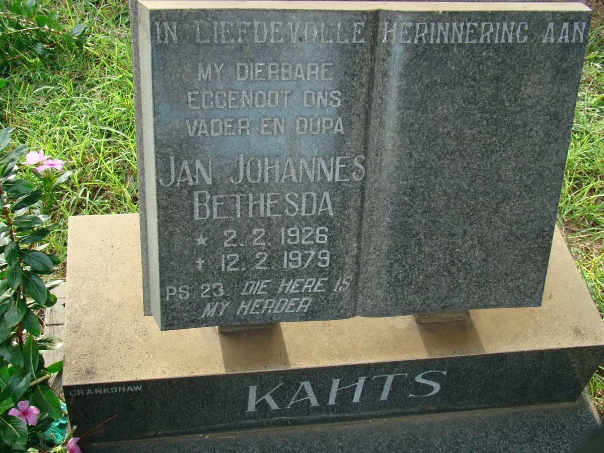 KAHTS Jan Johannes Bethesda 1926-1979