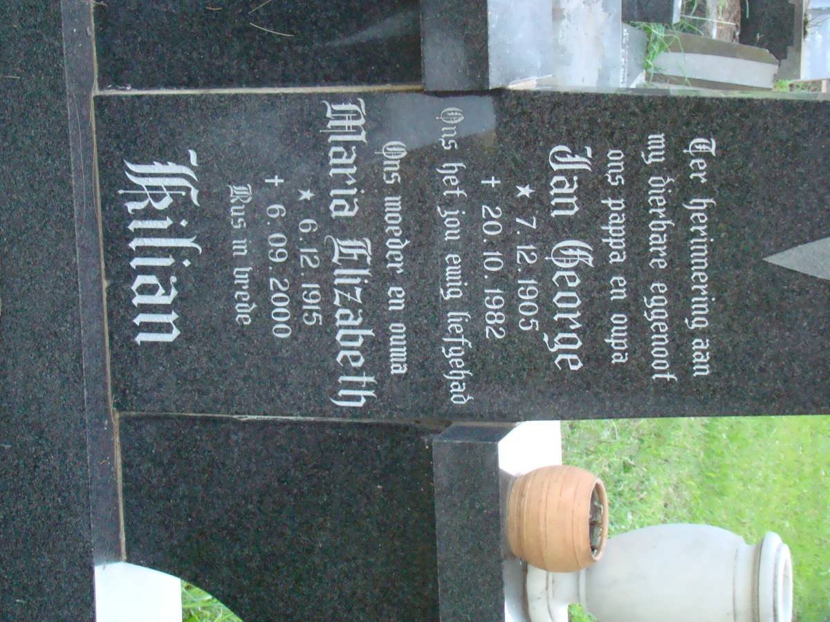 KILIAN Jan George 1905-1982 &amp; Maria Elizabeth 1915-2000