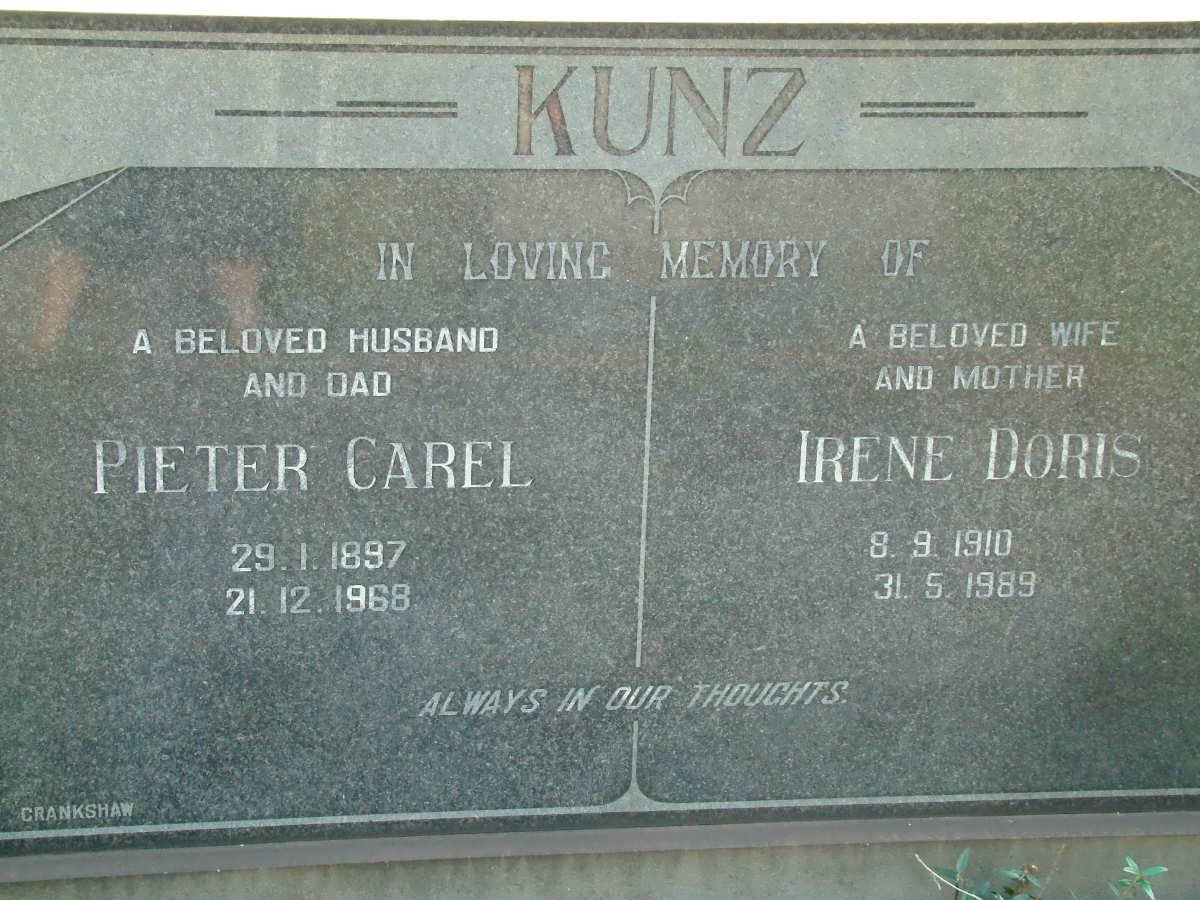 KUNZ Pieter Carel 1897-1968 &amp; Irene Doris 1910-1989