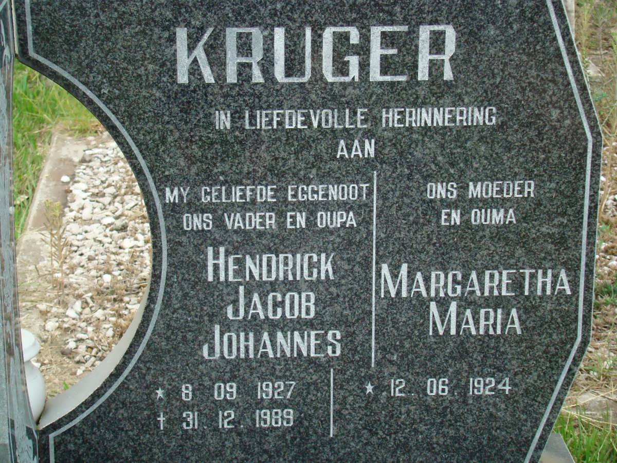KRUGER Hendrick Jacob Johannes 1927-1989 &amp; Margaretha Maria 1924-