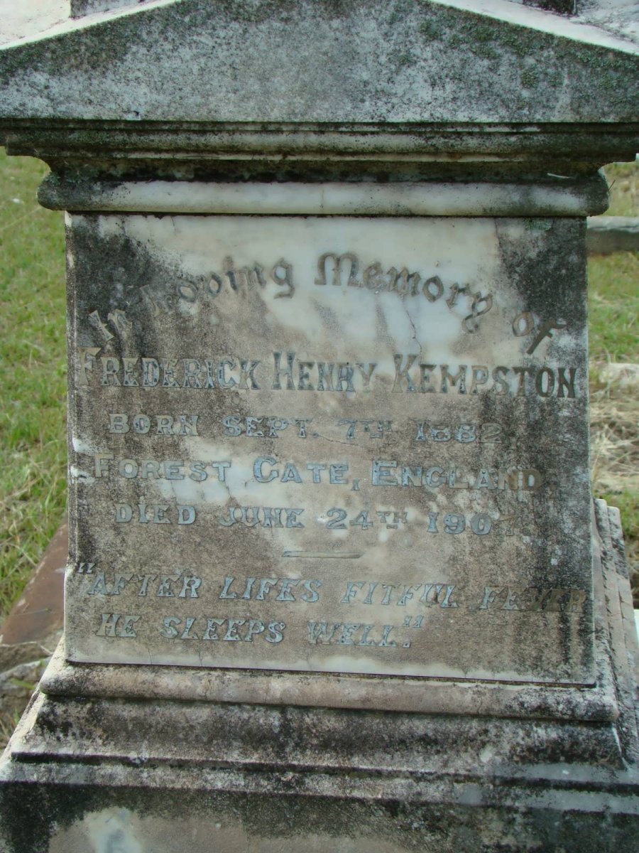 KEMPSTON Frederick Henry 1882-1907