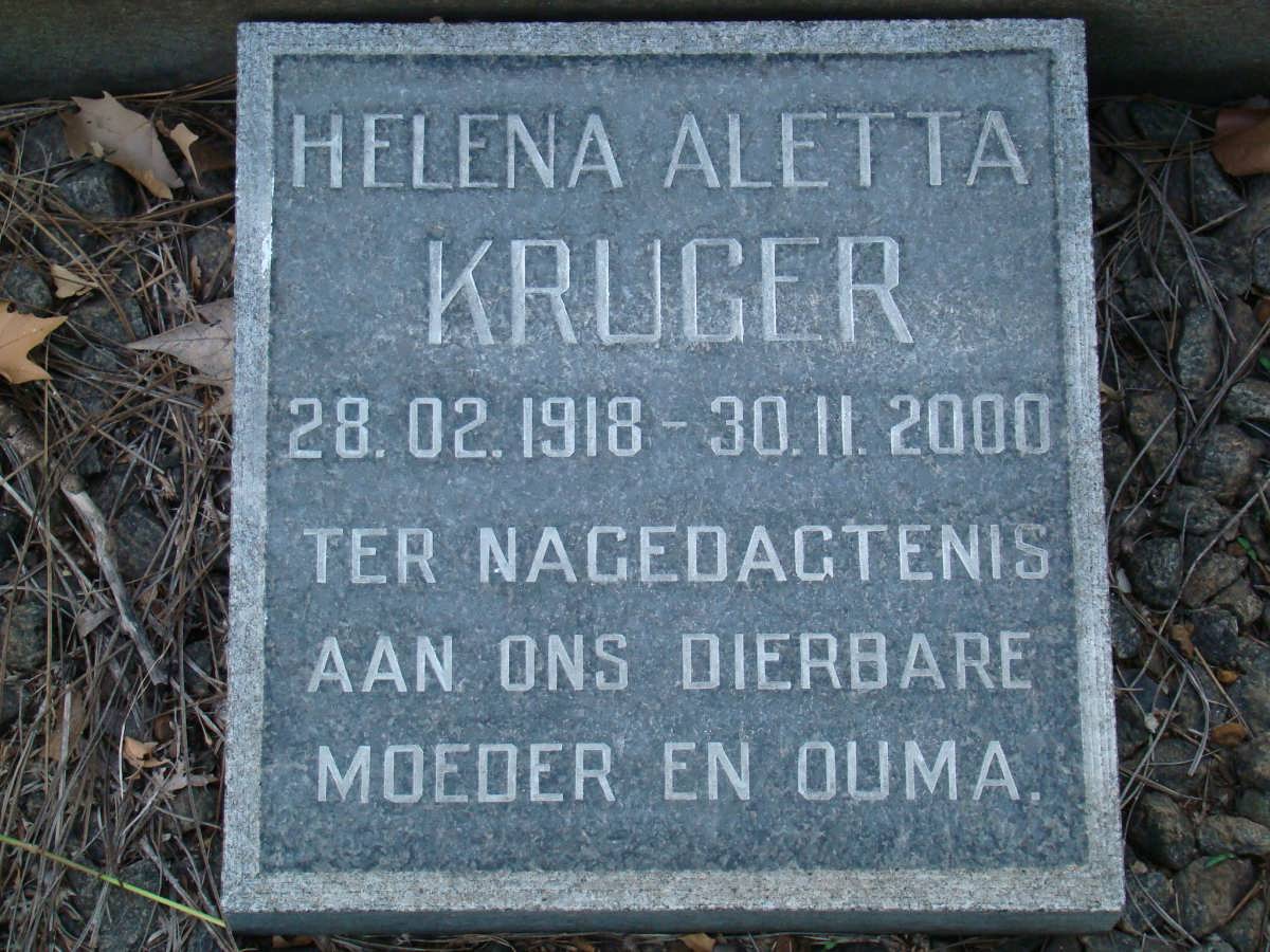 KRUGER Helena Aletta 1918-2000