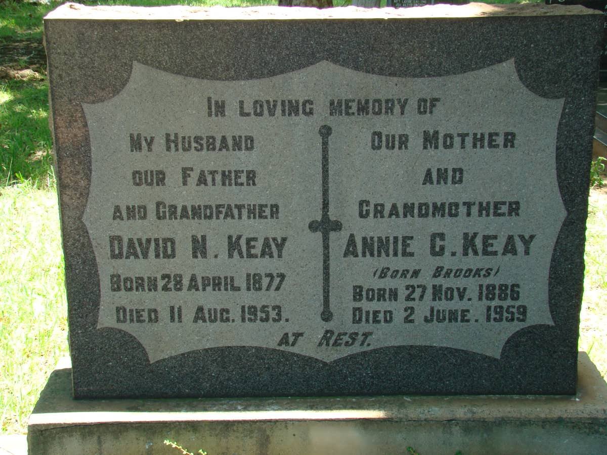 KEAY David N. 1877-1953 &amp; Annie C. BROOKS 1886-1959