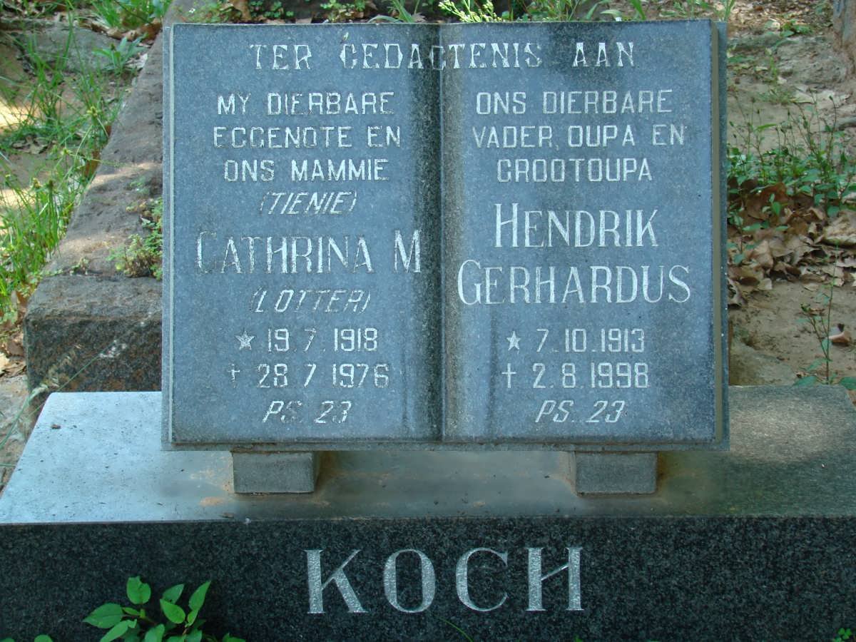 KOCH Hendrik Gerhardus 1913-1998 &amp; Cathrina M. LOTTER 1918-1976