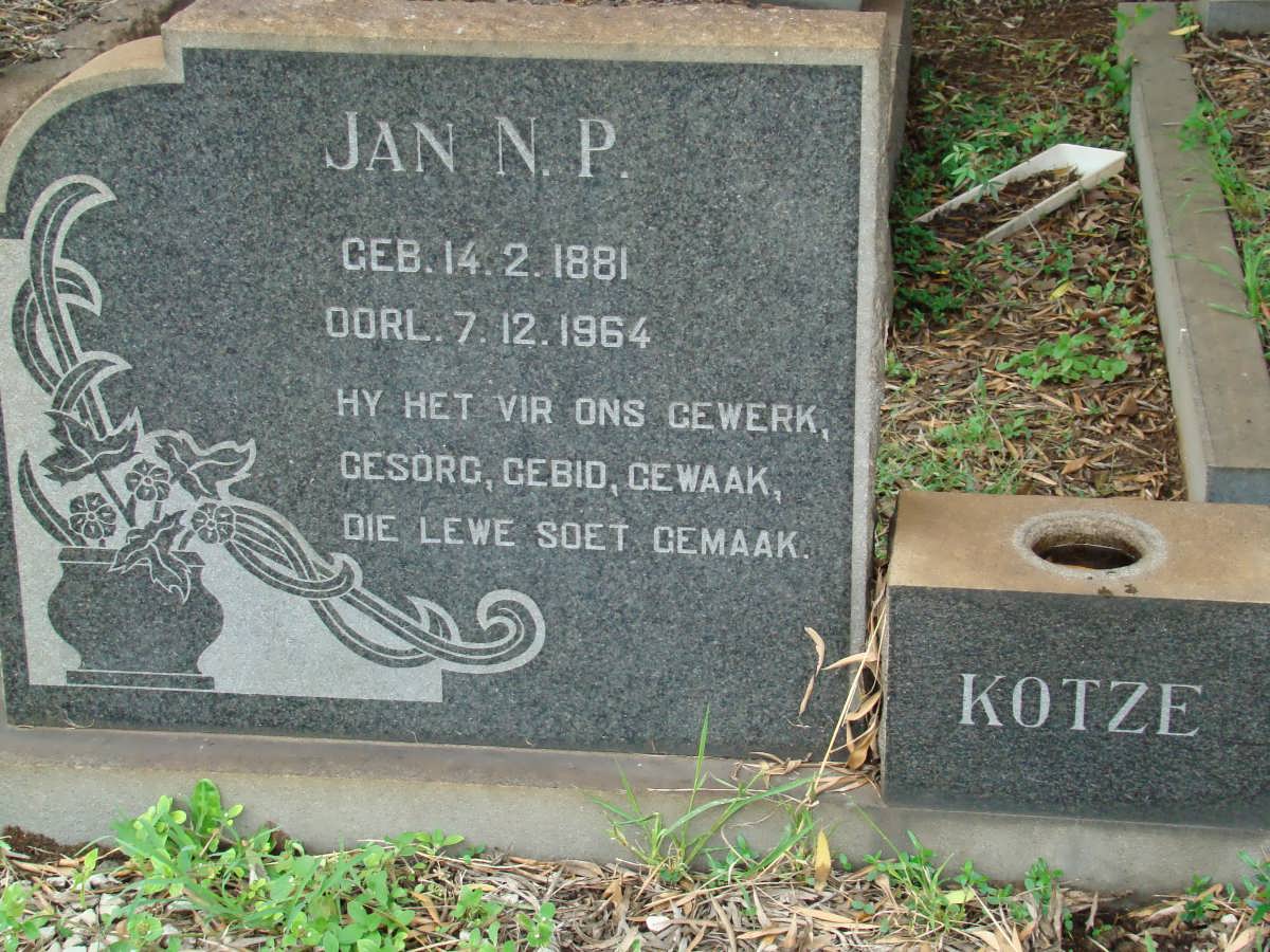 KOTZE Jan N.P. 1881-1964