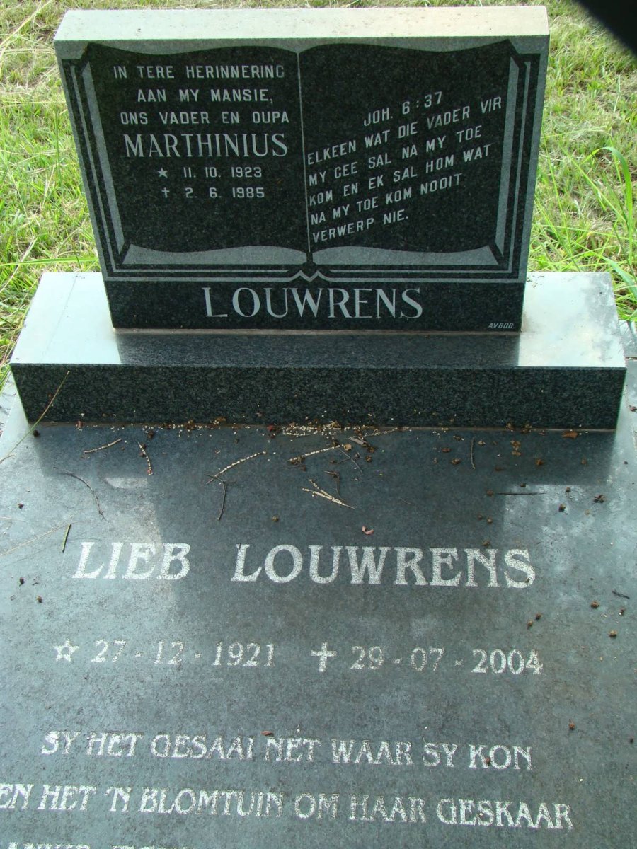 LOUWRENS Marthinus 1923-1985 &amp; Lieb LOUWRENS 1921-2004