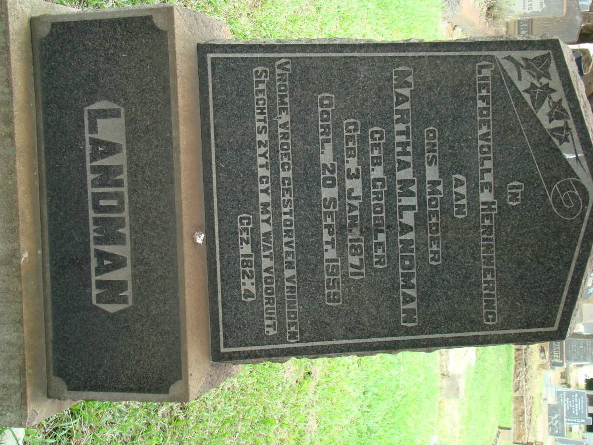 LANDMAN Martha M. nee GROBLER 1871-1959