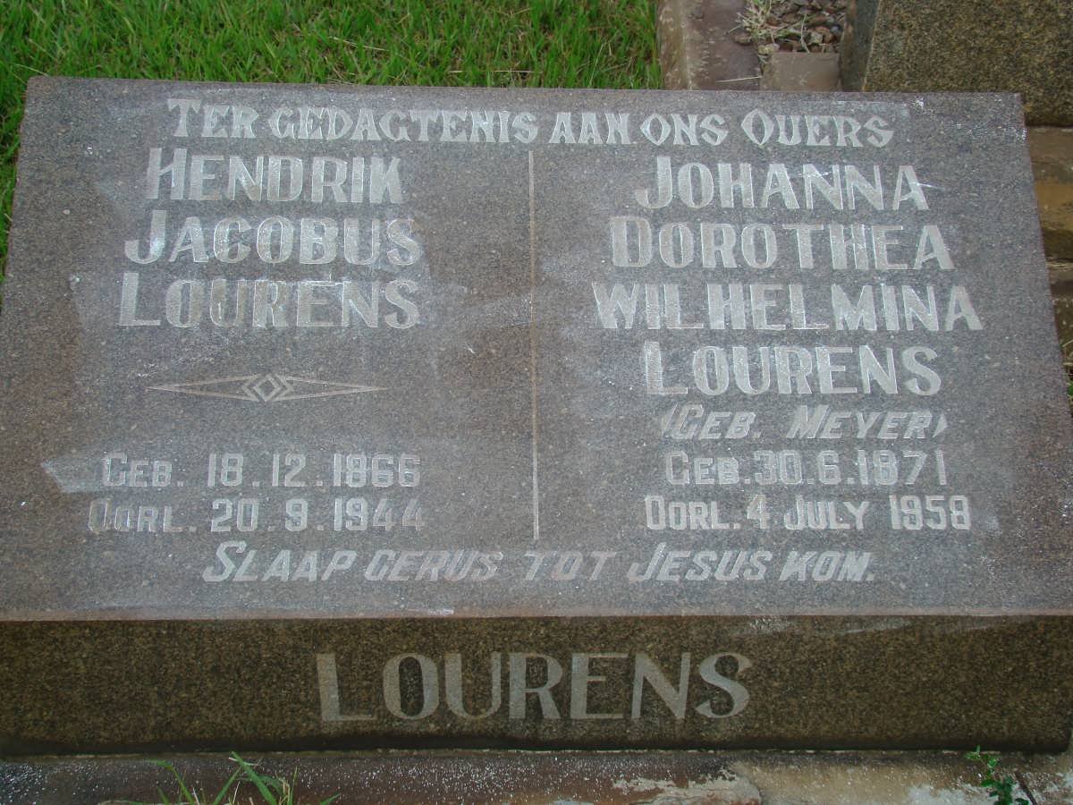 LOURENS Hendrik Jacobus 1866-1944 &amp; Johanna Dorothea Wilhelmina MEYER 1871-1958