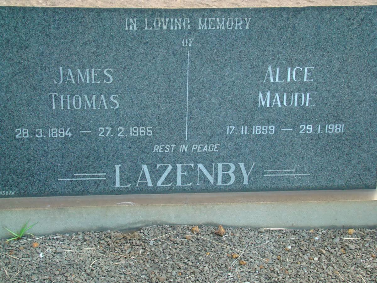 LAZENBY James Thomas 1894-1965 &amp; Alice Maude 1899-1981