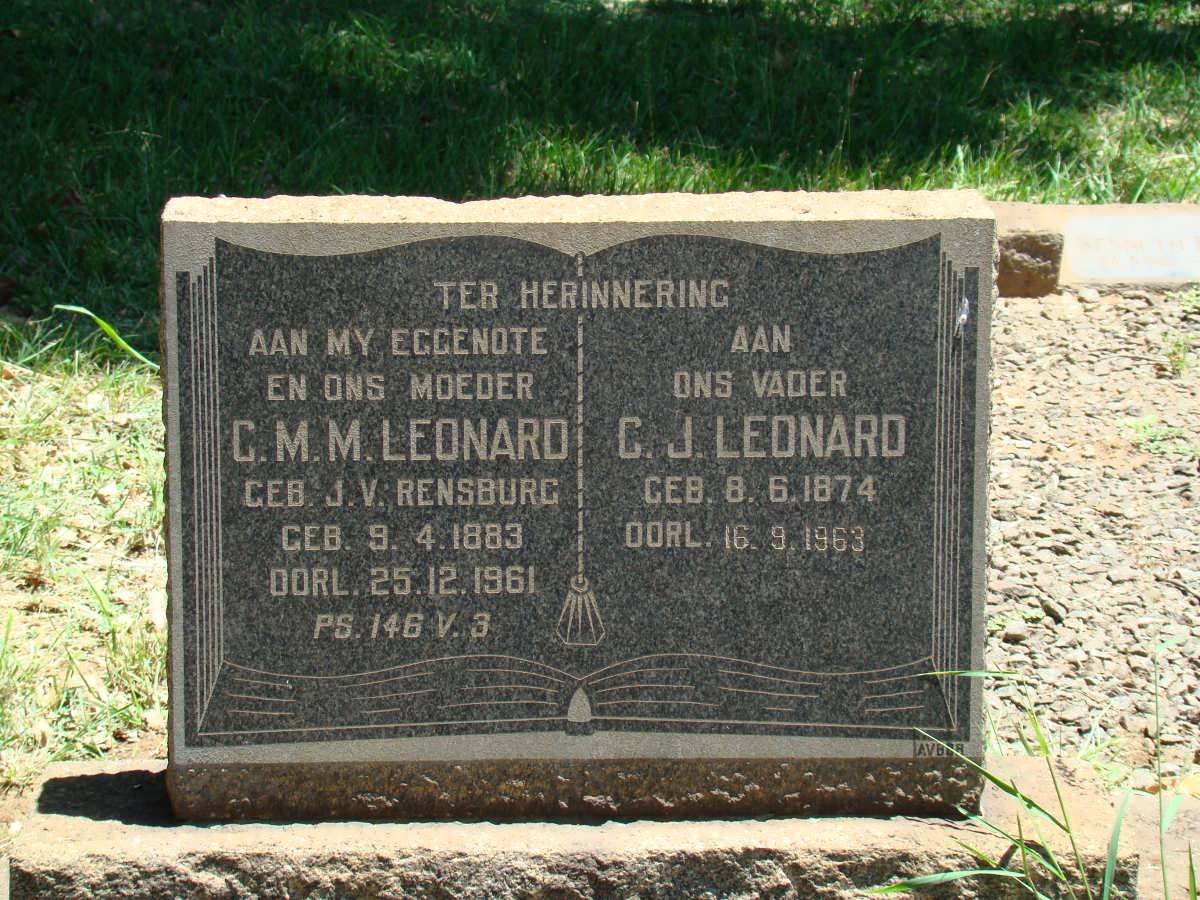 LEONARD C.J. 1874-1963 &amp; C.M.M. JANSE VAN RENSBURG 1883-1961