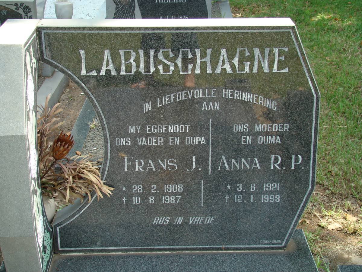 LABUSCHAGNE Frans J. 1908-1987 &amp; Anna R.P. 1921-1993