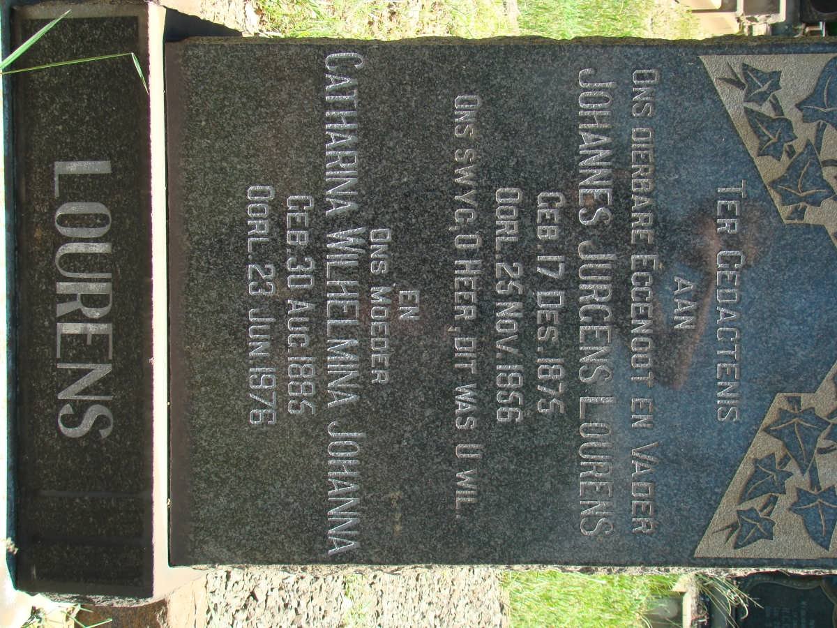 LOURENS Johannes Jurgens 1875-1956 &amp; Catharina Wilhelmina Johanna 1885-1976