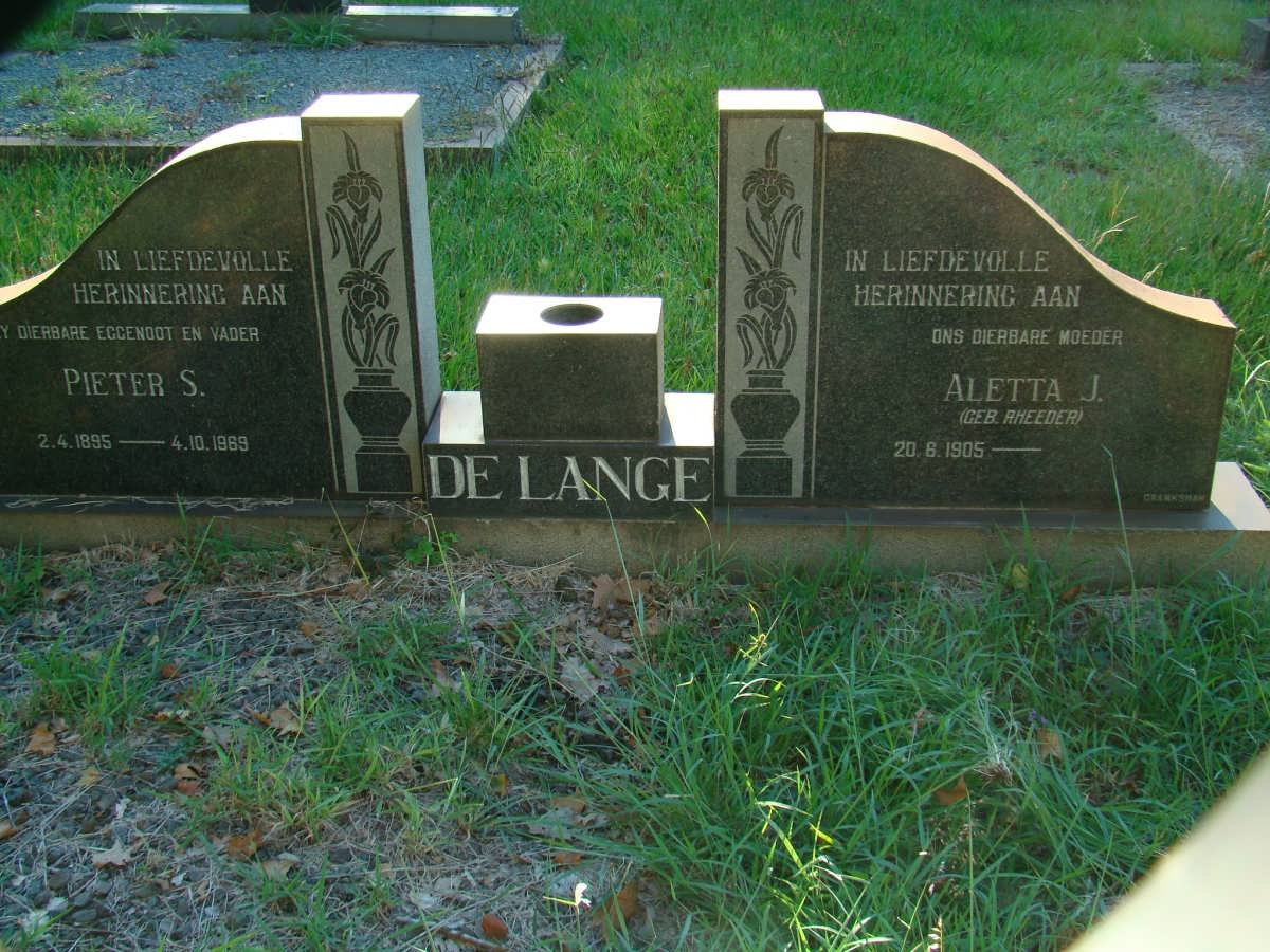 LANGE Pieter S., de 1895-1969 &amp; Aletta J. RHEEDER 1905-